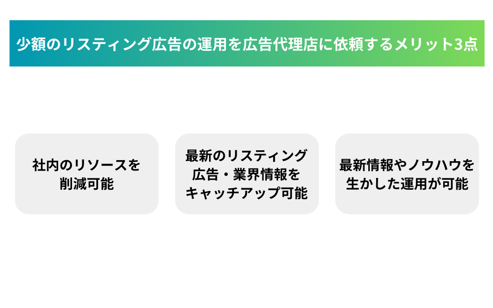 少額のリスティング広告の運用を広告代理店に依頼するメリット3点